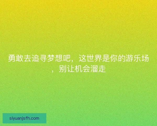 勇敢去追寻梦想吧,这世界是你的游乐场,别让机会溜走 勇敢去追寻梦想吧,这世界是你的游乐场,别让机会溜走