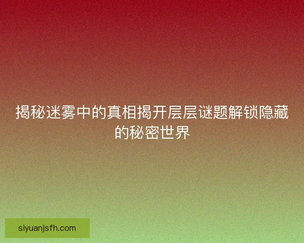 揭秘迷雾中的真相揭开层层谜题解锁隐藏的秘密世界