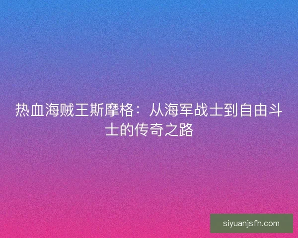 热血海贼王斯摩格：从海军战士到自由斗士的传奇之路