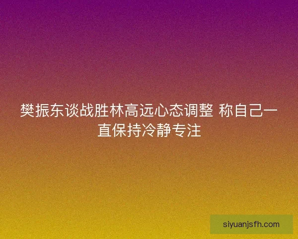 樊振东谈战胜林高远心态调整 称自己一直保持冷静专注